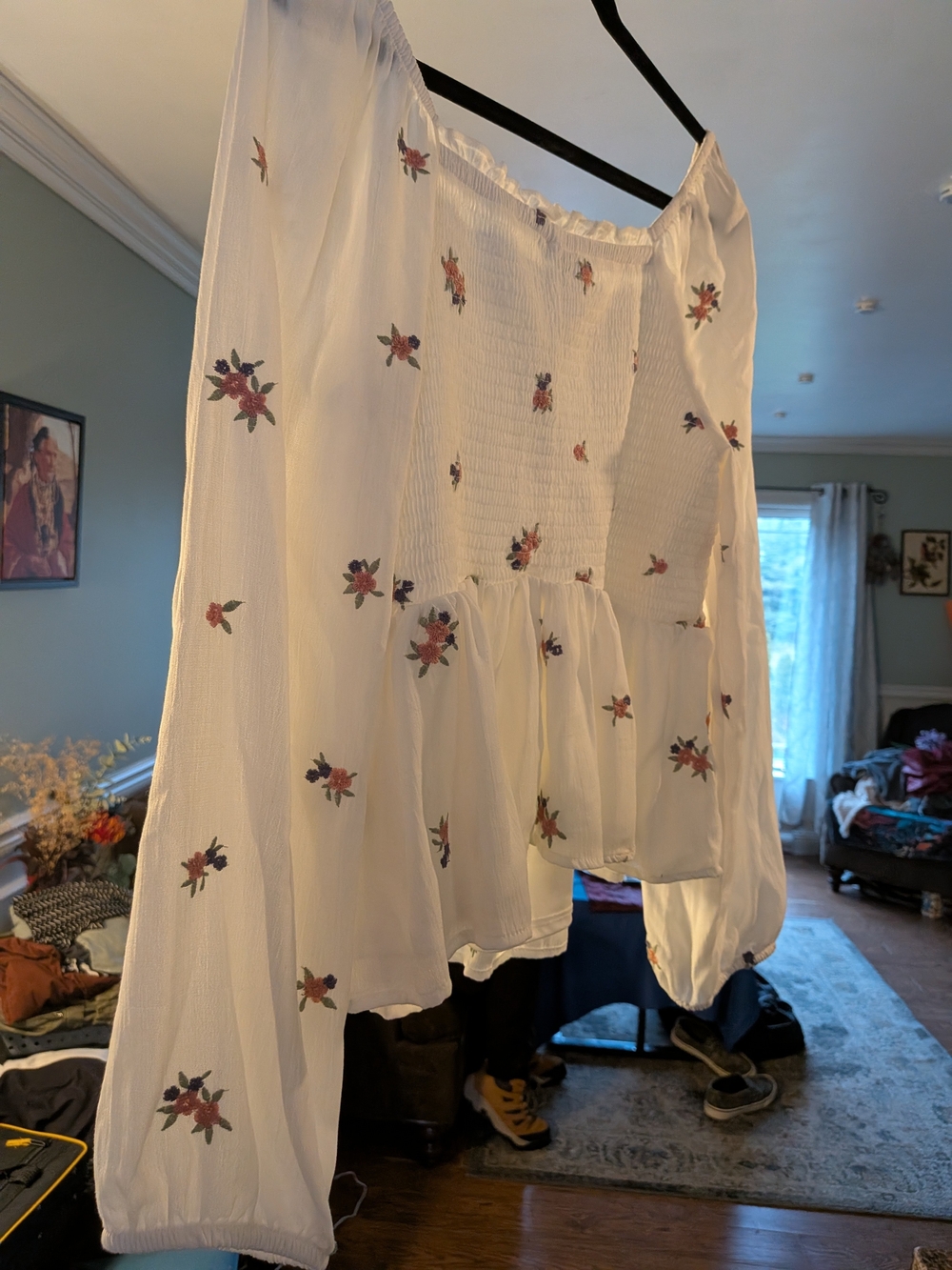 NWT Torrid Peasant Blouse with Floral Embroidery S 12 - Picture 7 of 8